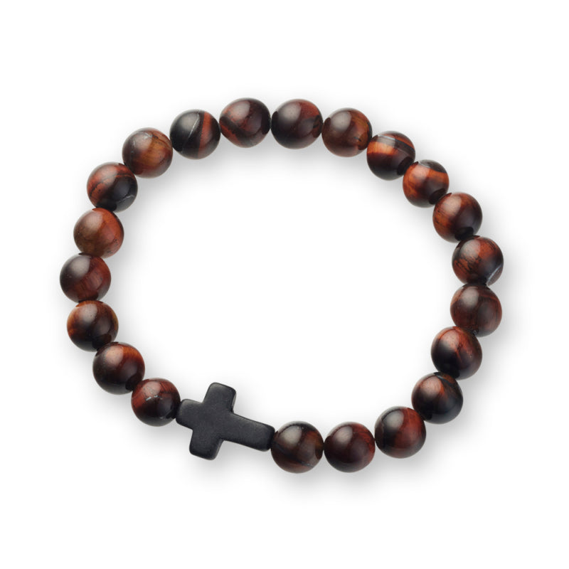 Red Tiger Eye with Black Stone Cross