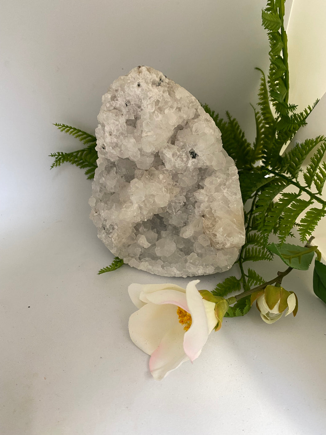 Apophyllite cluster on white background