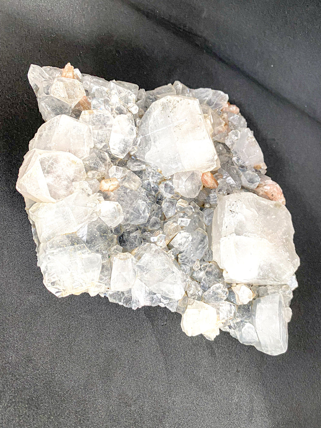 Apophyllite Cluster on Gray Background