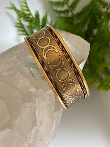Brass and Copper Cuff on white background