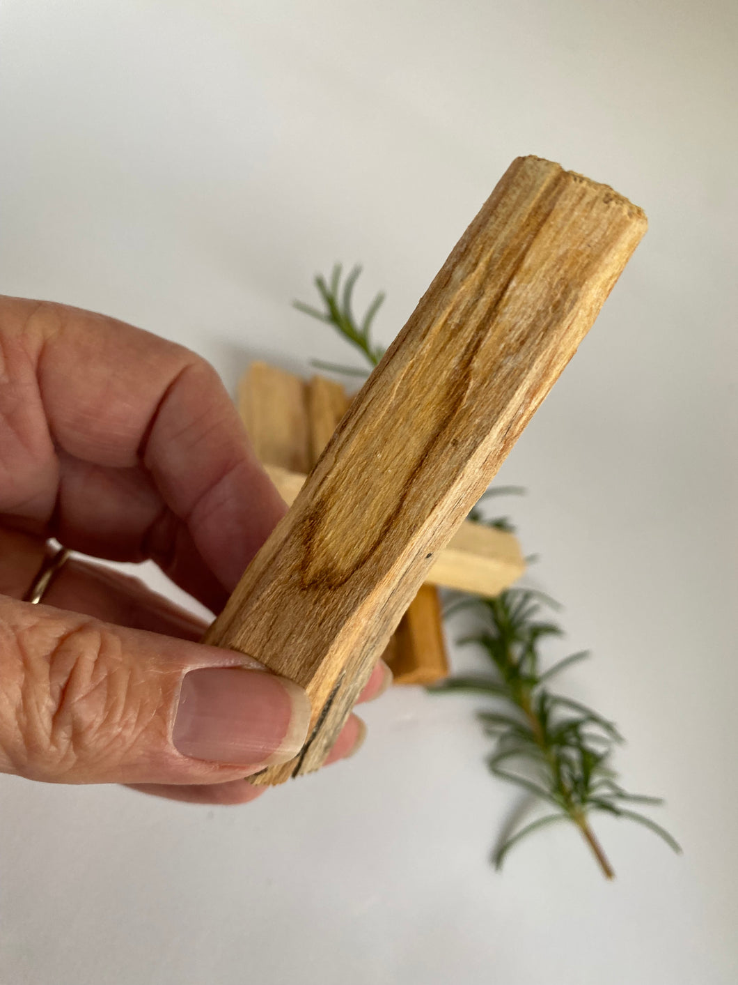 Palo Santo cleansing stick on white background