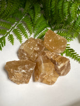 Load image into Gallery viewer, Honey Calcite Crystal rough on white background
